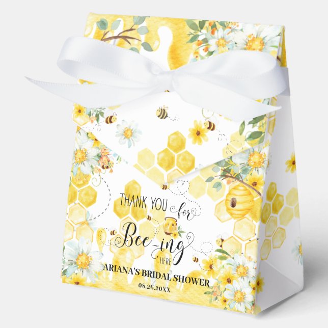 Niedliche Honigbienen Gelbes Brautparty Baby Geschenkschachtel (Vorderseite)