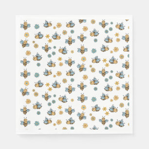 Niedliche Honigbienen und florale Wildblumen Serviette