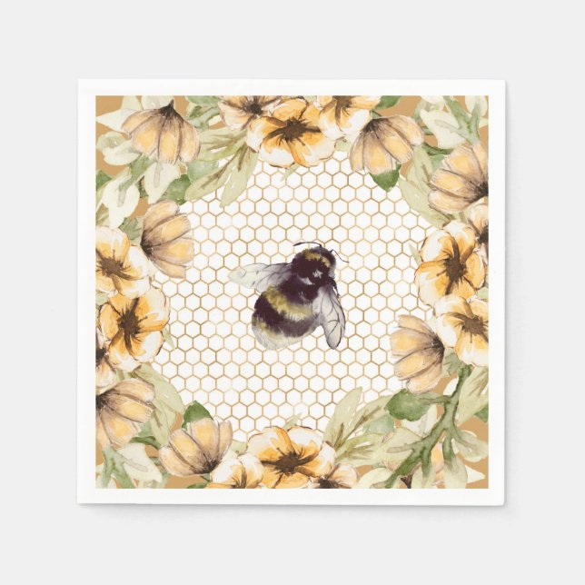 Niedliche Honigwabe und Bienenblüte Serviette (Vorderseite)