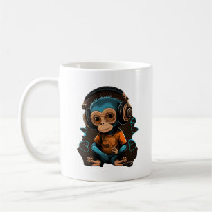 Niedliche Hörmusik des Affen, musikalischer Affe Kaffeetasse