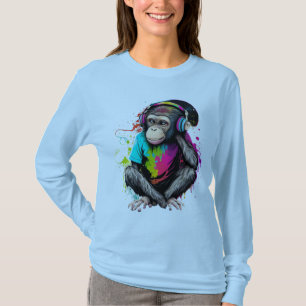 Niedliche Hörmusik des Affen, musikalischer Affe T-Shirt