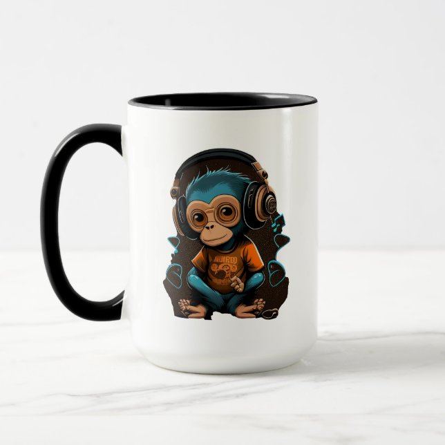 Niedliche Hörmusik des Affen, musikalischer Affe Tasse (Links)