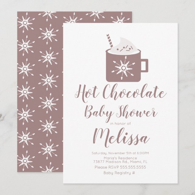 Niedliche Hot Chocolate Campfire Tasse Winter Baby Einladung (Vorne/Hinten)