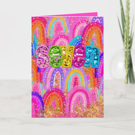 niedliche Hot Pink Birthday Rainbow Sequel Dankeskarte