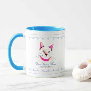 Niedliche Hot-Pink-Katze Lover Kitty Face Hinzufüg Tasse