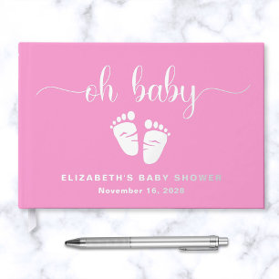 Niedliche Hot Pink Silver Foil Baby Girl Dusche Gästebuch