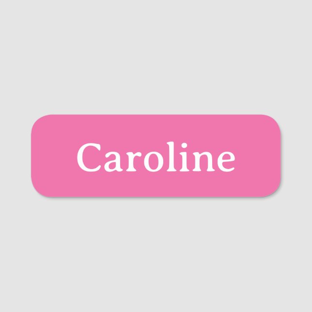 Niedliche Hot-Pink-Typografie Moderner Name Person Namensschild (Vorderseite)