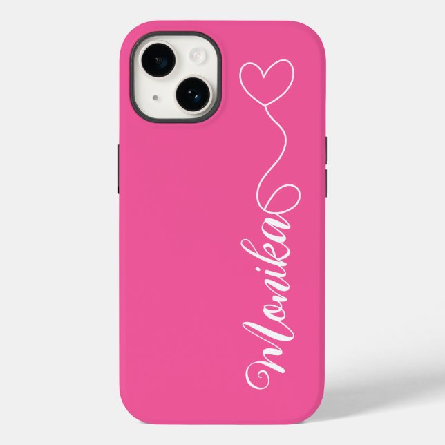 Niedliche Hot-Pink-Typografie personalisiert Case-Mate iPhone 14 Hülle (Rückseite)