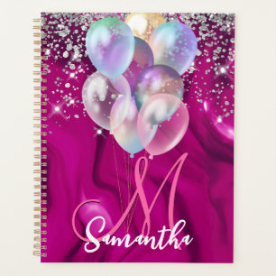 Niedliche Hot-Rosa-Imitate Silberballon Glitzer Mo Planer