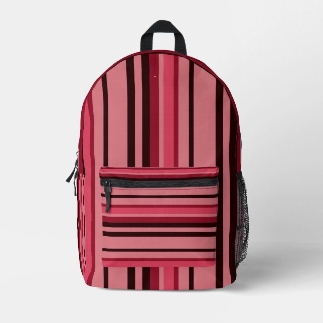 Niedliche Hübsche Girl-Pink-Streifen Bedruckter Rucksack (Vorderseite)
