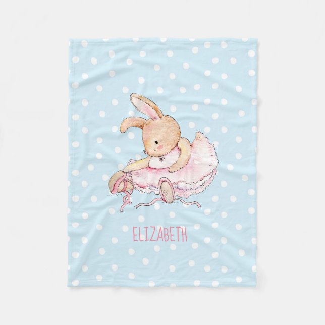 Niedliche Hübsche Girly Ballerina Rabbit Girls Fleecedecke (Vorderseite)