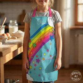 Niedliche Hübsche Girly Rainbow Stars Sky Clouds & Schürze