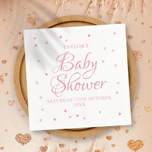 Niedliche Hübsche Rosa Herz Babydusche Serviette (Von Creator hochgeladen)