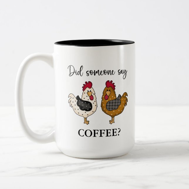 Niedliche Hühner | Hat jemand Kaffee gesagt? Zwei- Zweifarbige Tasse (Links)