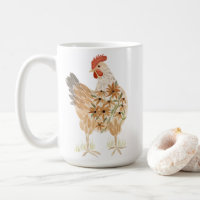 Niedliche Hühner-Tasse Aquarellfarben-Blume
