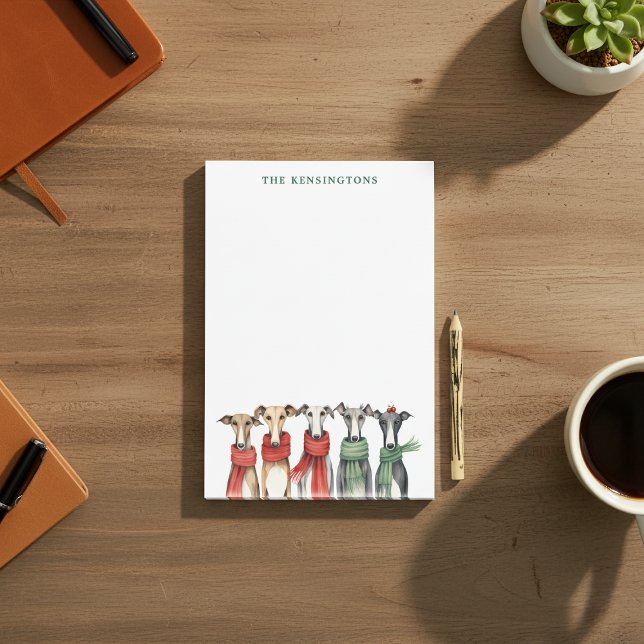 Niedliche Hühner und Hunde im Hund Post-it Klebezettel (Cute Whippets and Greyhound Dogs in Scarves Post-it Notes)