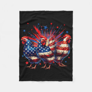 Niedliche Hühner - US-Flagge Bauer Unabhängigkeit Fleecedecke