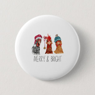 Niedliche Hühner Weihnachtsbauernhof Fundus Button