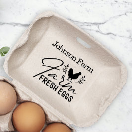 Niedliche Hühnerfarm Frische Eier Faltschachtel mi Gummistempel