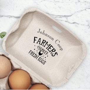 Niedliche Hühnerfarm Frische Eier Faltschachtel mi Gummistempel