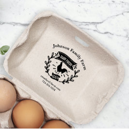 Niedliche Hühnerfarm Frische Eier Faltschachtel mi Gummistempel