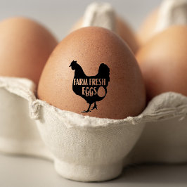 Niedliche Hühnerfarm - Karton mit frischen Eiern Gummistempel