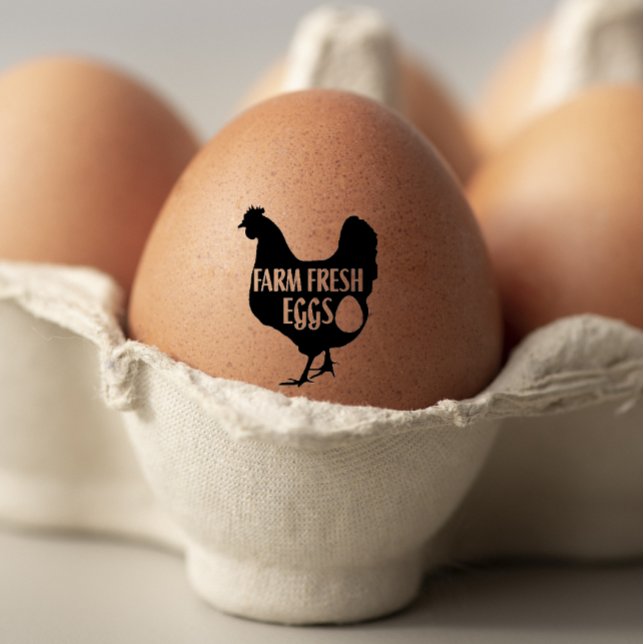Niedliche Hühnerfarm - Karton mit frischen Eiern Gummistempel (Von Creator hochgeladen)