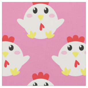 Niedliche Hühnerkids Farm Bird Cartoon Pink Girls Stoff