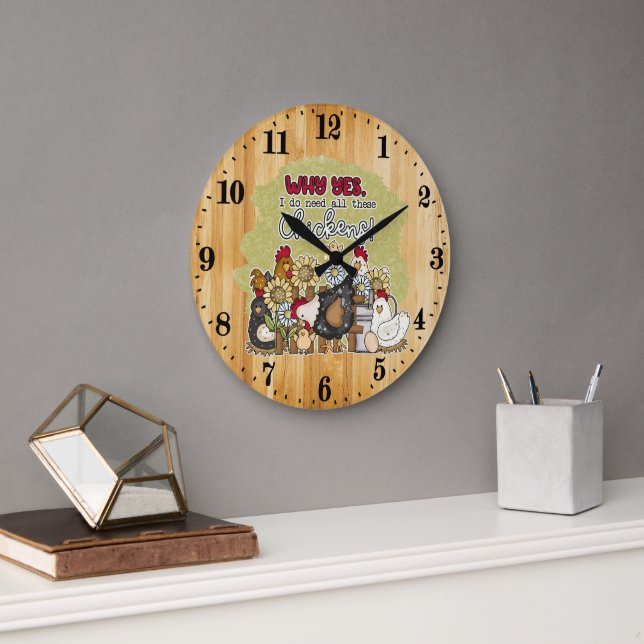 niedliche Hühnerliebhaber Landhaus Große Wanduhr (Büro)