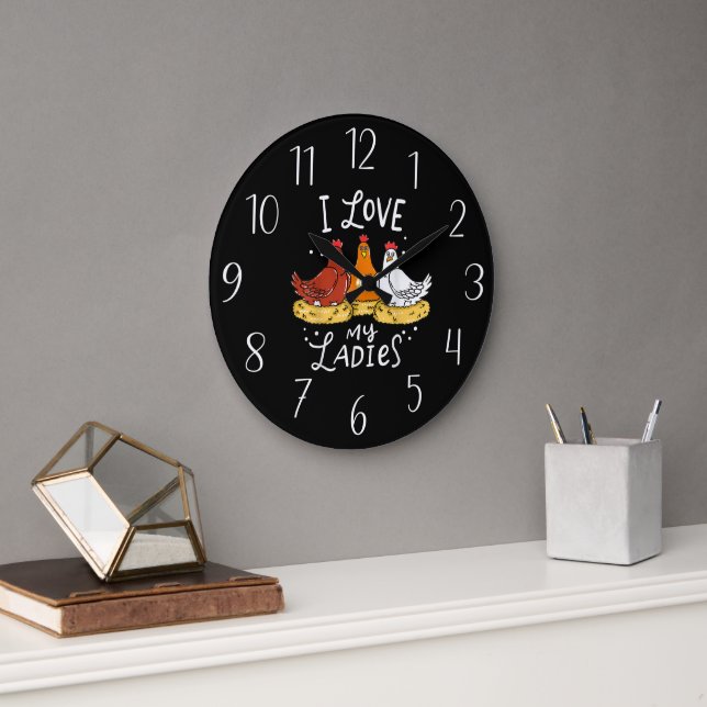 niedliche Hühnerliebhaber Wortart Große Uhr (Büro)