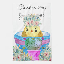 Niedliche Hühnersuppe für das Soul Küchentuch
