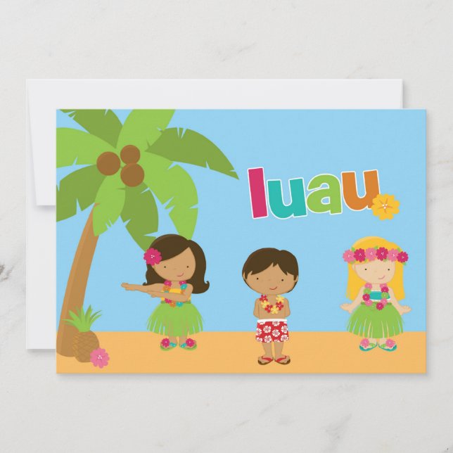 NIEDLICHE Hula Geburtstagspartei Einladung (Vorderseite)