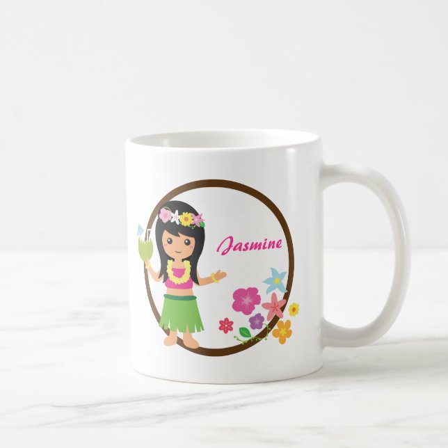 Niedliche Hula Mädchen hawaiische Luau Themed Kaffeetasse (Rechts)