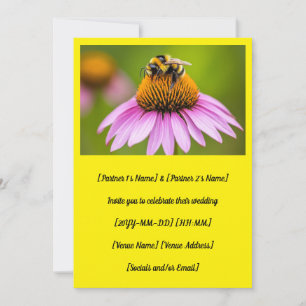 Niedliche Hummel auf Lila Hochzeit Einladung