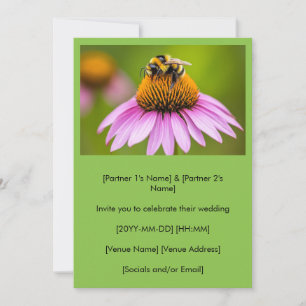 Niedliche Hummel auf Lila Hochzeit Einladung