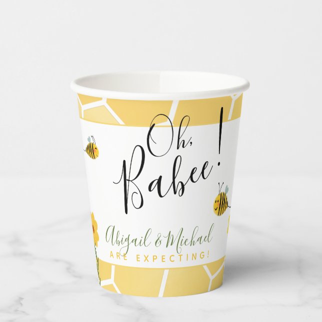 Niedliche Hummel Bee Baby Dusche Oh Babee Pappbecher (Links)