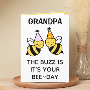 Niedliche Hummel Biene Großvater Happy Birthday Dankeskarte