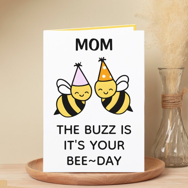 Niedliche Hummel Biene Mama Mutter Glückwunsch Geb Dankeskarte (cute bee bumblebee birthday card for mom)