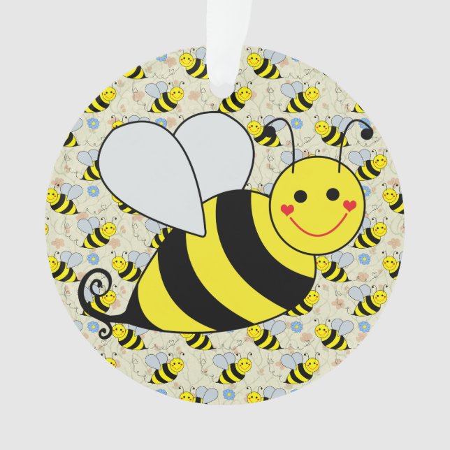 Niedliche Hummel-Biene mit Muster Ornament (Vorderseite)