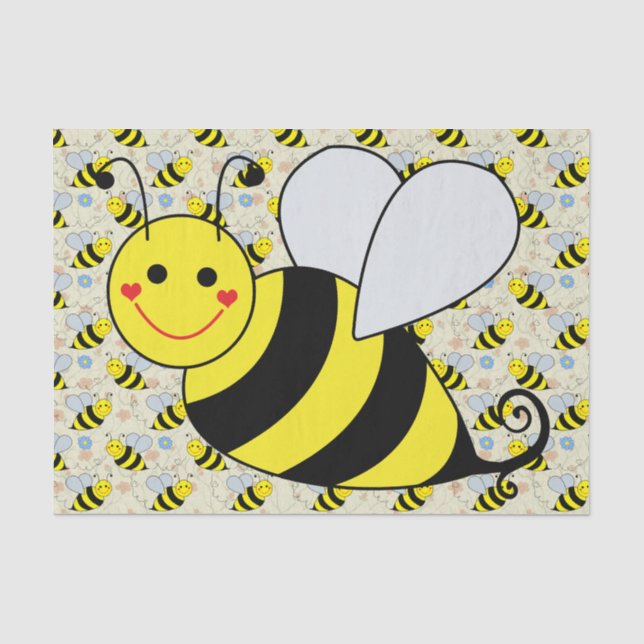 Niedliche Hummel-Biene mit Muster Seidenpapier (Vorderseite)