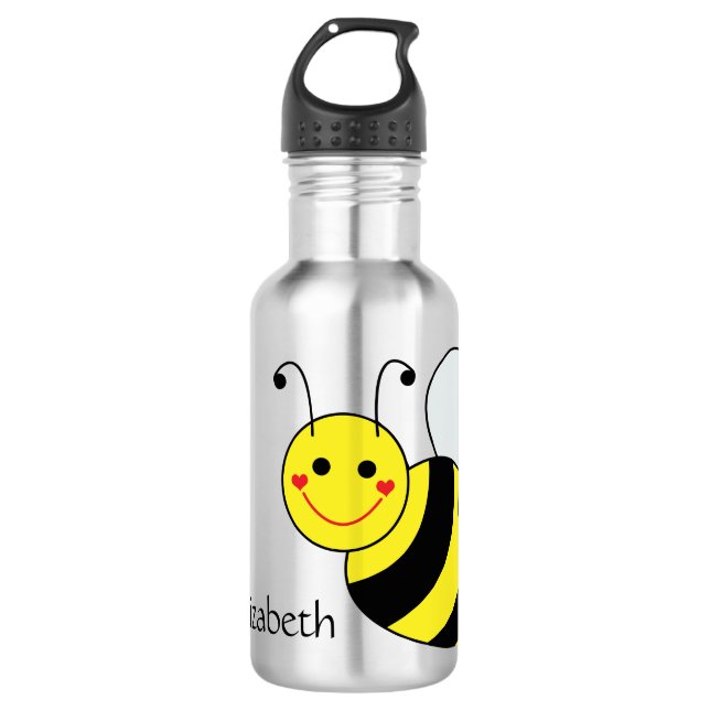 Niedliche Hummel-Biene personalisiert Edelstahlflasche (Vorderseite)