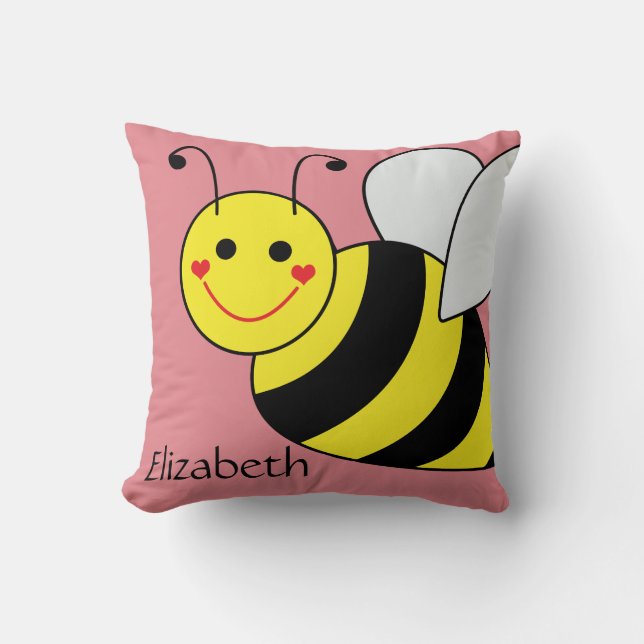 Niedliche Hummel-Biene personalisiert Kissen (Vorderseite)