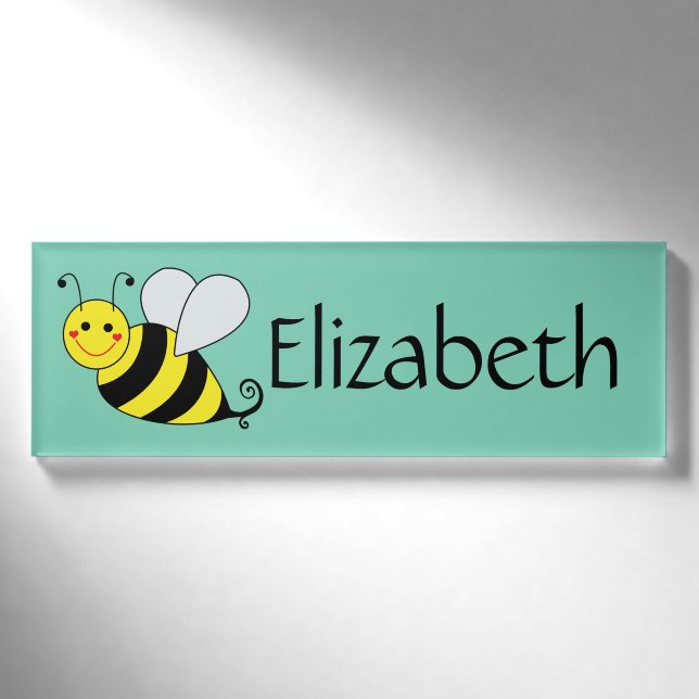 Niedliche Hummel-Biene personalisiert Namenschild (Vorderseite)