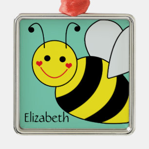 Niedliche Hummel-Biene personalisiert Silbernes Ornament