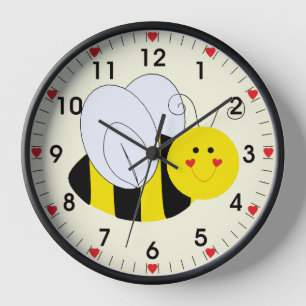Niedliche Hummel-Bienen-Herzen Uhr