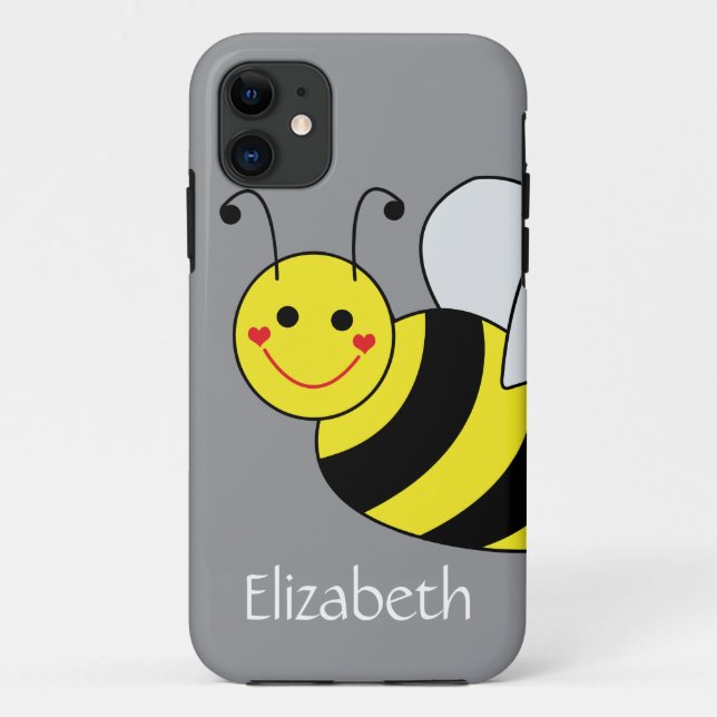 Niedliche Hummel Personalisiert Grau Case-Mate iPhone Hülle (Rückseite)