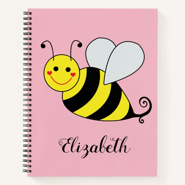 Niedliche Hummel Personalisiert Notizbuch (Vorderseite)
