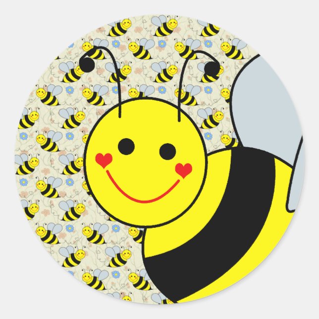 Niedliche Hummel Runder Aufkleber (Vorderseite)