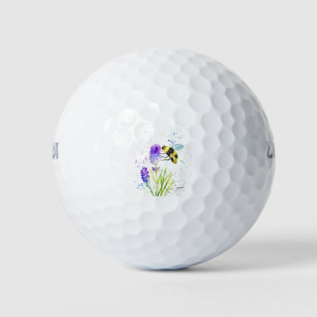 Niedliche Hummel und Blume Aquarell Golfball (Vorderseite)