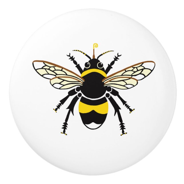 Niedliche Hummel - Wildtiere - Natur- Keramikknauf (Vorderseite)